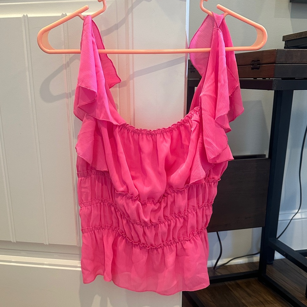 Umgee Vibrant Pink Ruffled tank